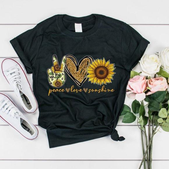 Tops - Peace, Love, Sunshine Shirt, Suxxxower Shirt